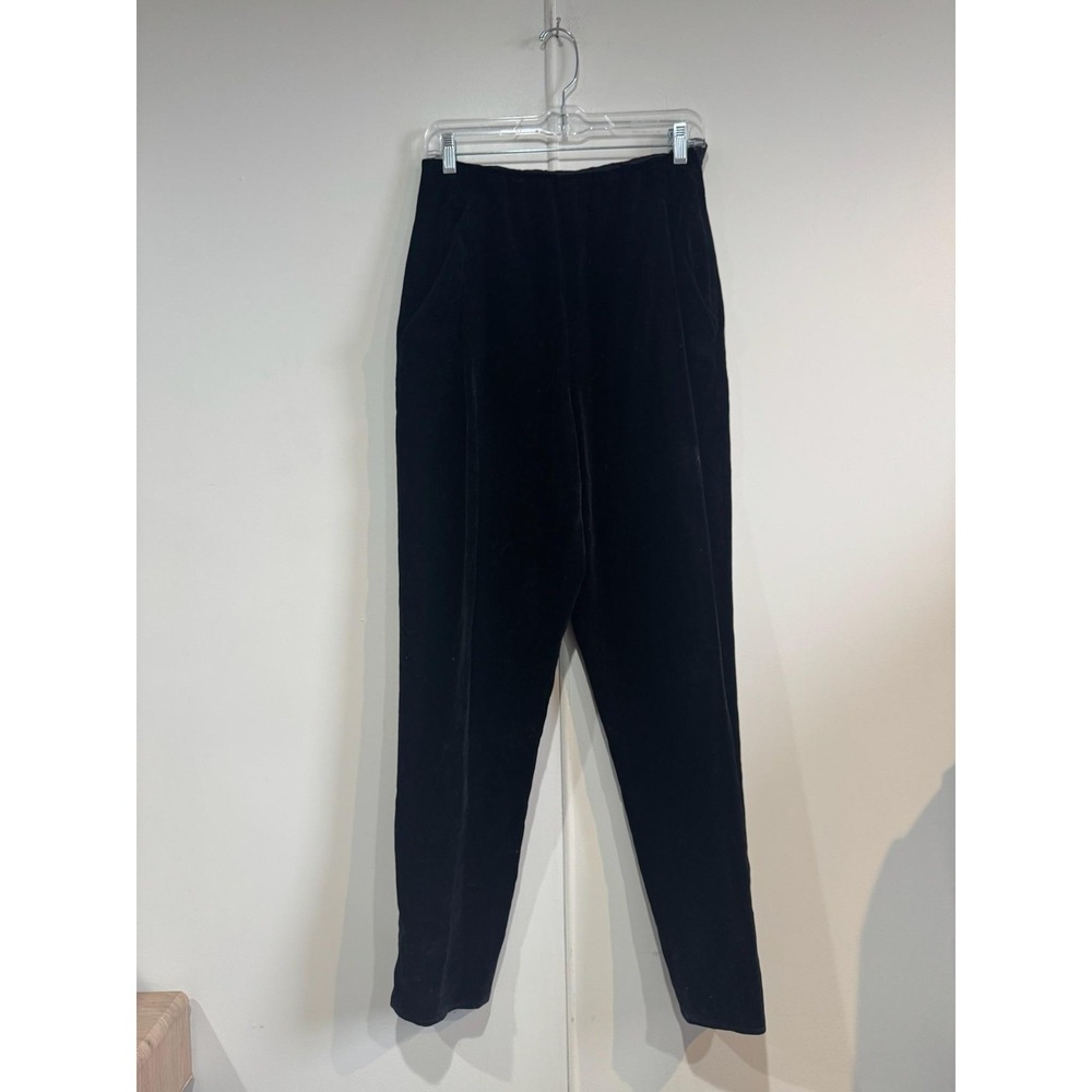 Mondrian Pants Womens 26 Black Velvet Tapered Leg Made Italy Dressy Formal